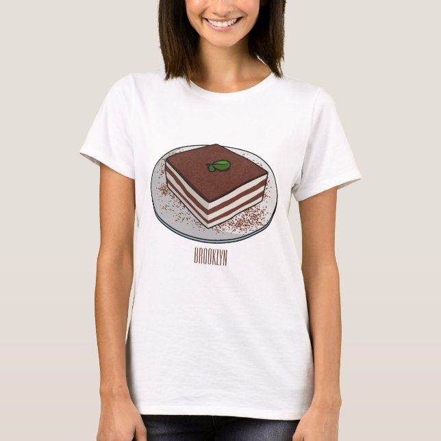 T-shirt Illustration de gâteau de Tiramisu (Devant)