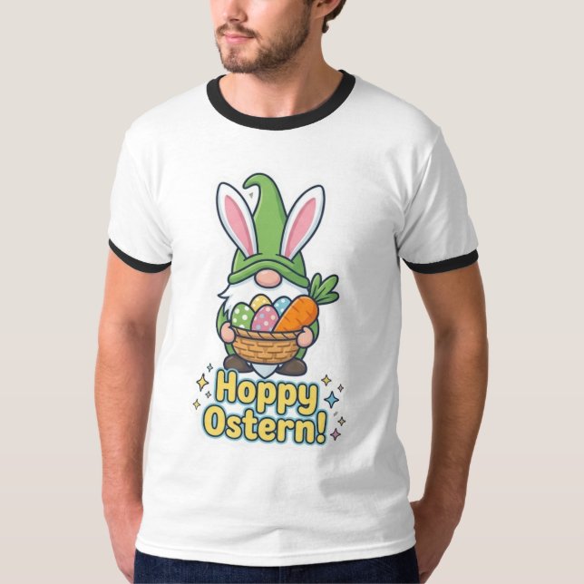 T-shirt Illustration de gnome "Hoppy Easter" de haute qual (Devant)