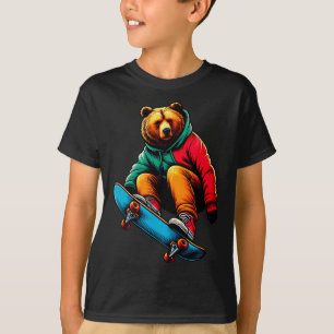 T-shirt Illustration de grizzli funky cool en skateboard