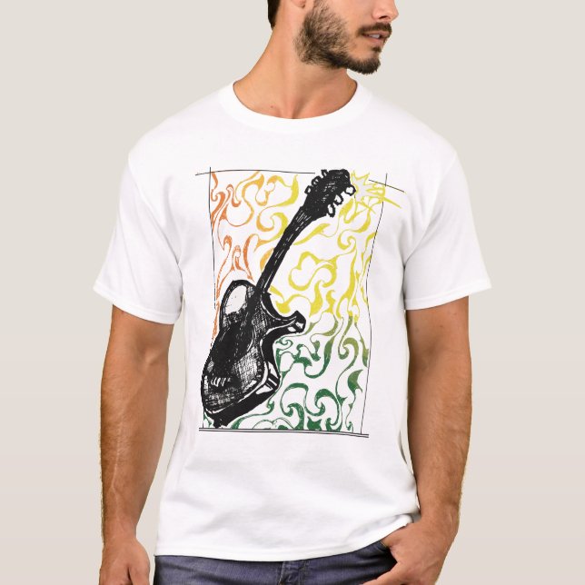 T-shirt Illustration de guitare de reggae (Devant)