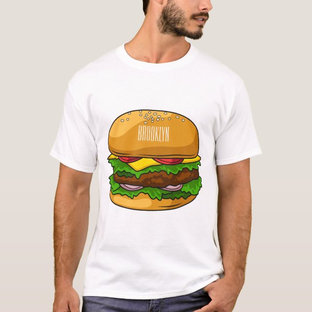 T-shirt Illustration de Hamburger (Devant)