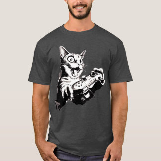 T-shirt Illustration de jeu de chat joueur fille drôle