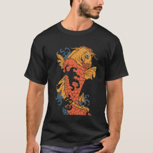 T-shirt Illustration de Koi Fish Simple Black Art