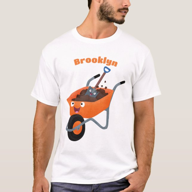 T-shirt Illustration de la brouette en brouette orange trè (Devant)