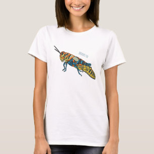 T-shirt Illustration de la caricature de la sauterelle en 