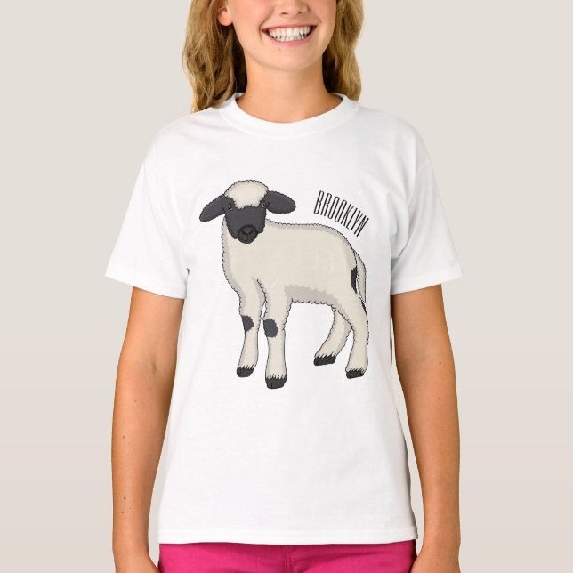 T-shirt Illustration de la caricature de mouton Valais Bla (Devant)