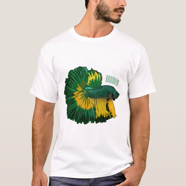 T-shirt Illustration de la caricature de poisson de combat (Devant)