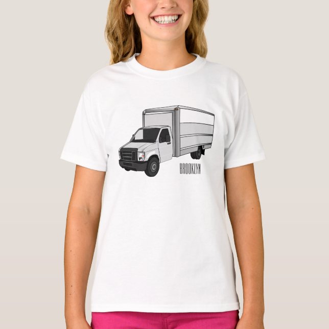T-shirt Illustration de la caricature du camion-boîte (Devant)