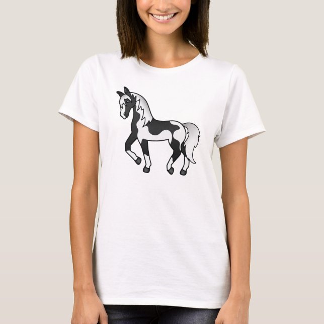 T-shirt Illustration de la caricature du cheval de Trot no (Devant)