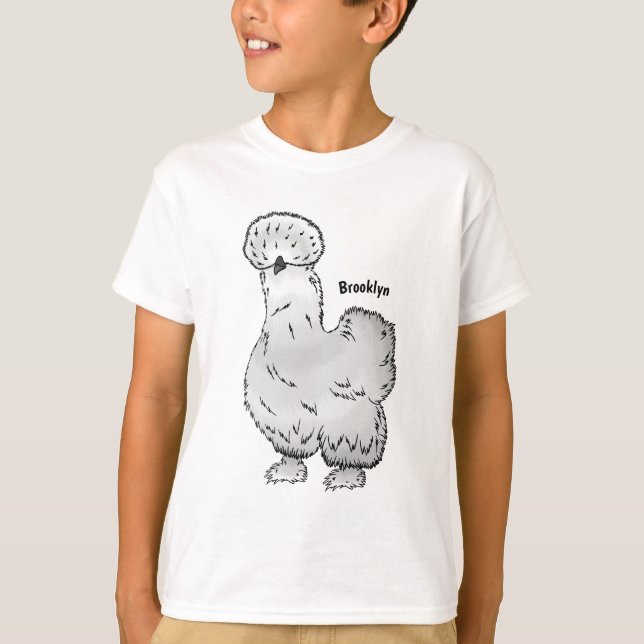 T-shirt Illustration de la caricature du poulet Silkie (Devant)