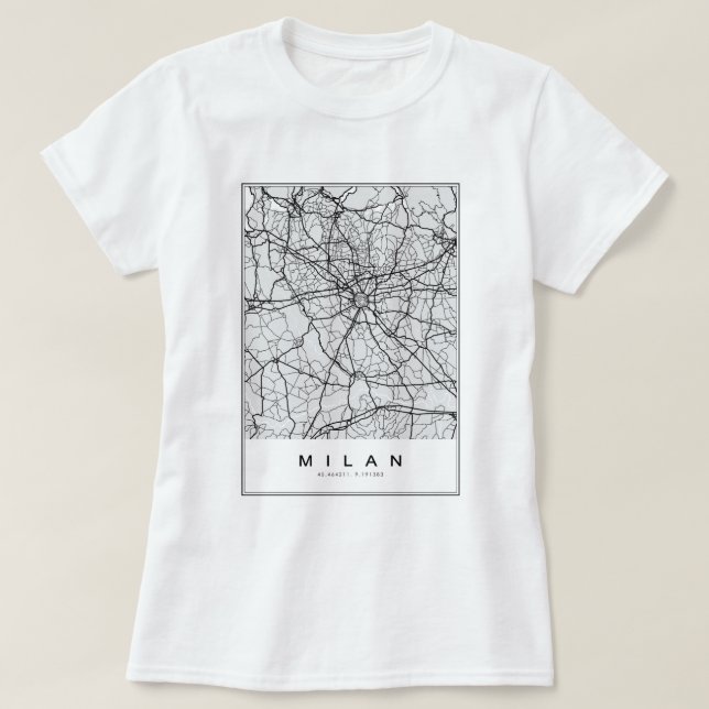 T-shirt Illustration de la carte de Milan (Design devant)