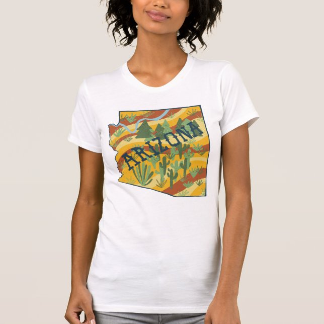 T-shirt Illustration de la carte d'état de l'Arizona (Devant)
