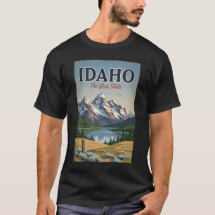 T-shirt Illustration de la chaîne Sawtooth de l'Idaho - Ar