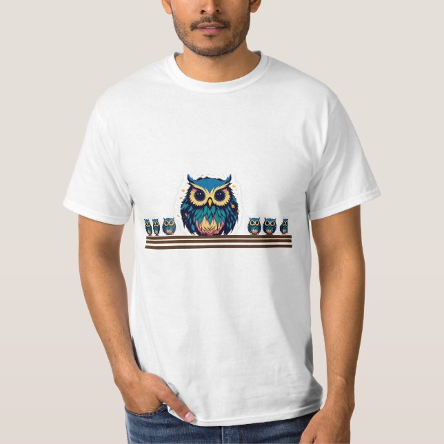 T-shirt Illustration de la Chouette Bleue (Devant)