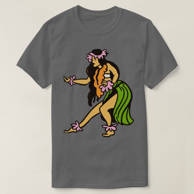 T-shirt Illustration de la fille Retro Hawaiian Hula (Design devant)