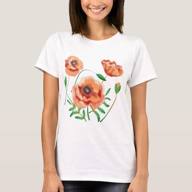 T-shirt Illustration de la fleur de pavot (Devant)