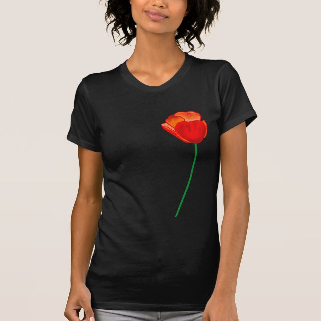 T-shirt Illustration de la fleur du pavot rouge (Devant)
