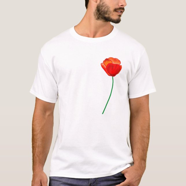 T-shirt Illustration de la fleur du pavot rouge (Devant)