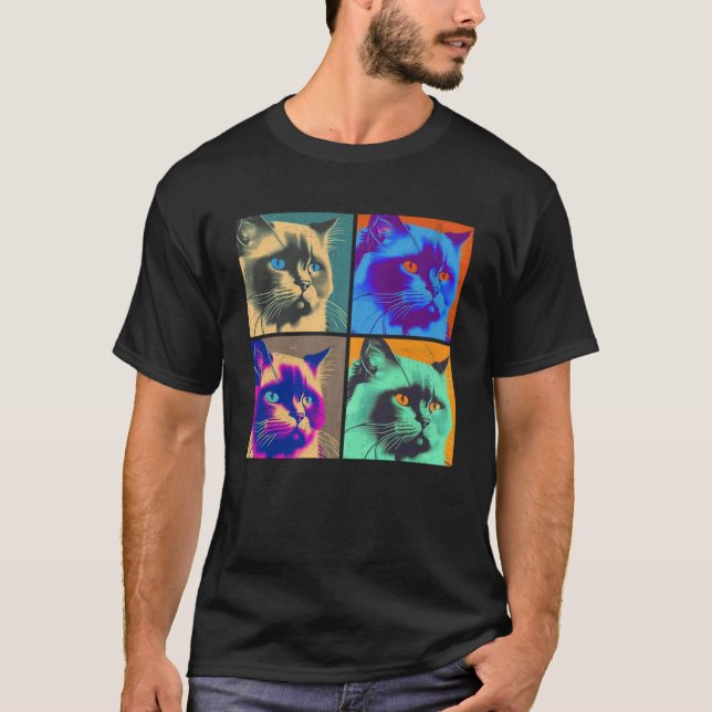 T-shirt Illustration de la flûte de chat Birman Femmes ani (Devant)