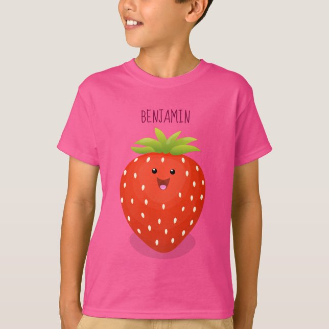 T-shirt Illustration de la fraise Cute kawaii (Devant)