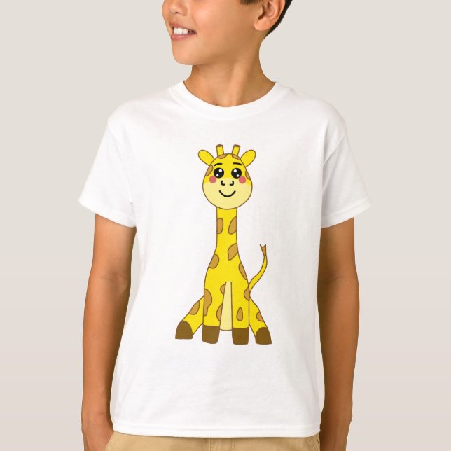 T-shirt Illustration de la Giraffe Jaune Cute Kawaii (Devant)