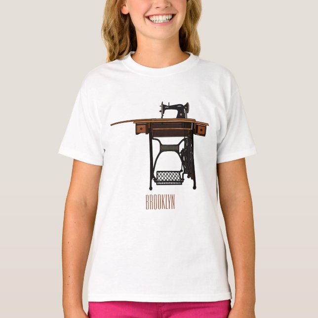 T-shirt Illustration de la machine à coudre (Devant)