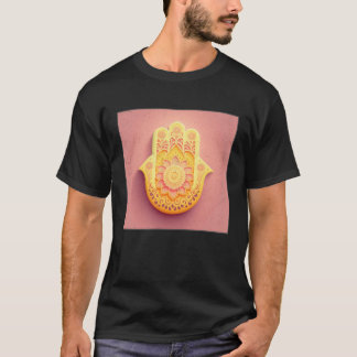 T-shirt Illustration de la main du hamsa jaune Pastel Coul