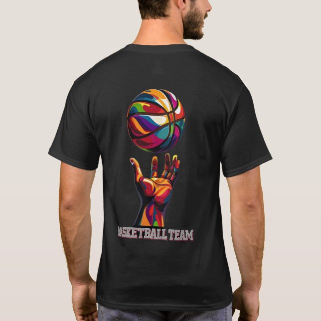 T-shirt Illustration de la main et de la balle de l'équipe (Dos)