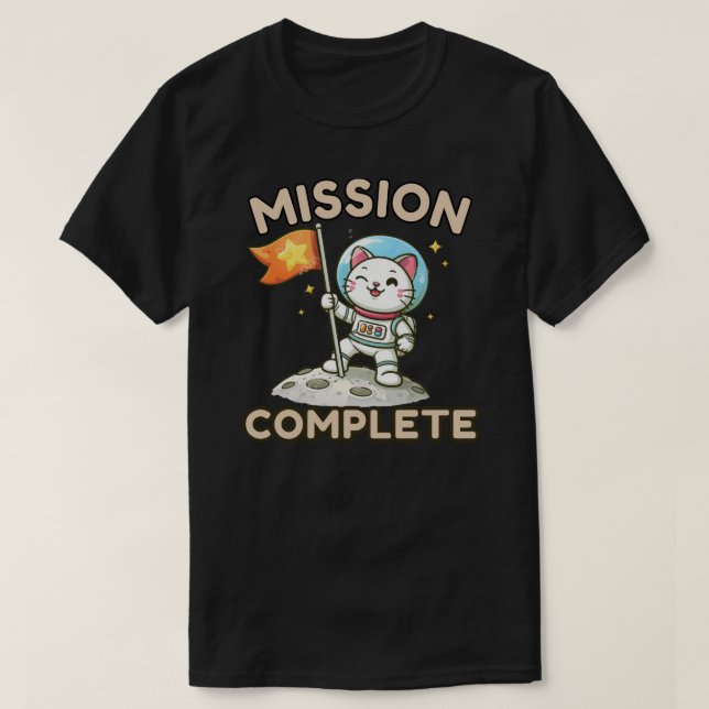 T-shirt Illustration de la mission réussie du chat astrona (Design devant)