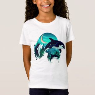 T-Shirt Illustration de la nature bleue du Cool des balein