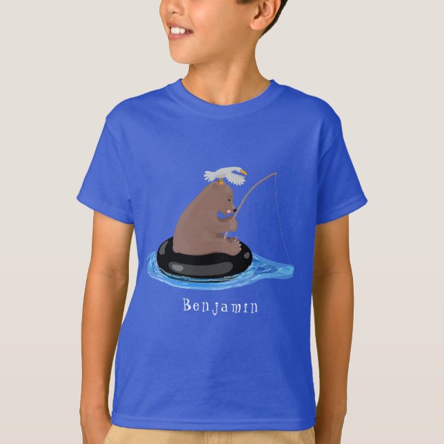 T-shirt Illustration de la pêche de l'ourson mou (Devant)