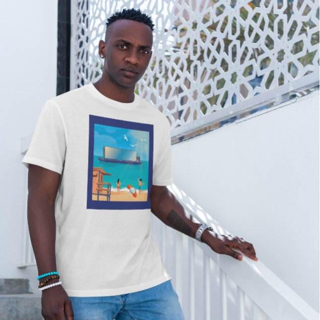 T-shirt Illustration de la plage d'écran de bateau (Créateur téléchargé)