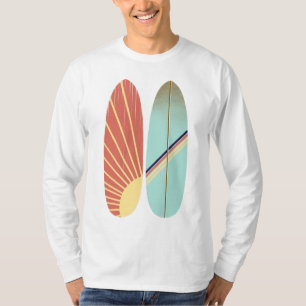 T-shirt Illustration de la planche de surf rouge et bleue