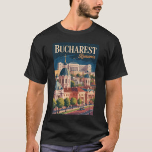 T-shirt Illustration de la skyline de Bucarest Art de voya