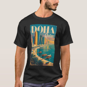 T-shirt Illustration de la skyline de Doha Qatar Art de vo