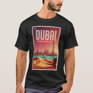 T-shirt Illustration de la skyline nocturne de Dubaï Émira