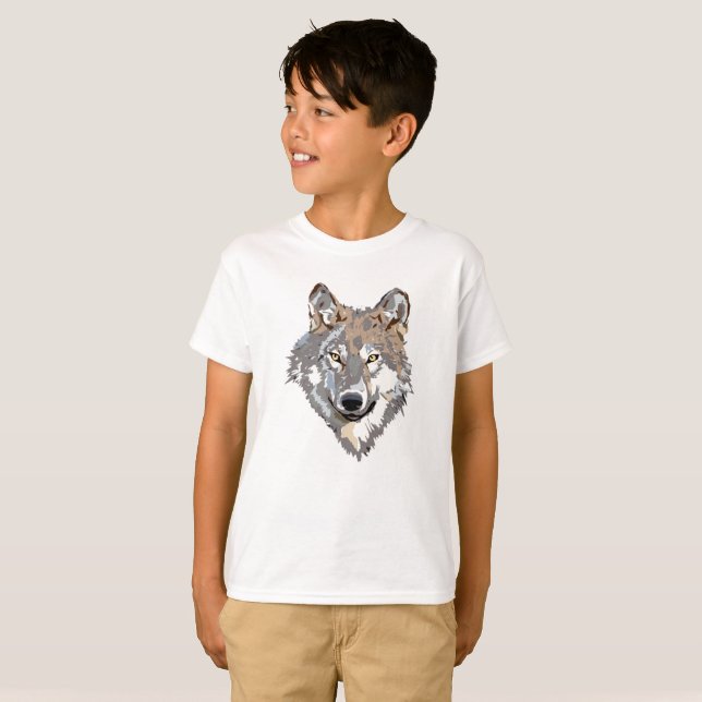 T-shirt Illustration de la tête de loup devant (Devant entier)
