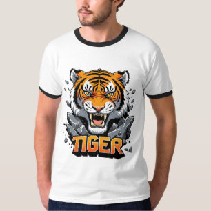 T-shirt Illustration de la tête de tigre de fer - Tige de