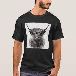 T-shirt Illustration de la vache cool Highland Black Horn 