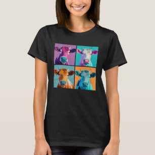 T-shirt Illustration de la vache de la pop animal coloré f