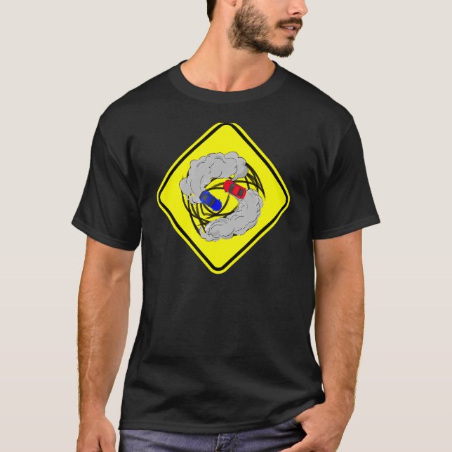 T-shirt Illustration de la voiture dérive sur le panneau (Devant)