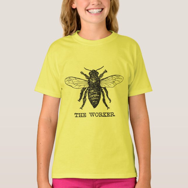 T-shirt Illustration de l'abeille du travailleur vintage (Devant)