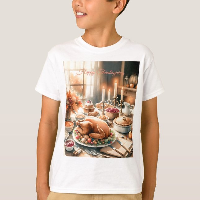 T-shirt Illustration de l'action de grâce aquarelle (Devant)