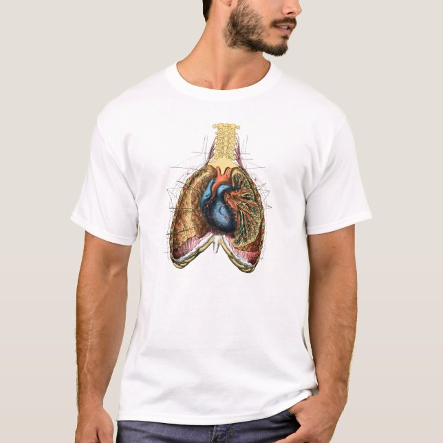 T-shirt Illustration de l'anatomie du coeur et des poumons (Devant)
