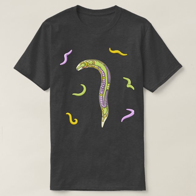 T-shirt Illustration de l'anatomie du nématode C elegans (Design devant)