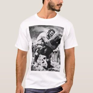 T-shirt Illustration de l'ancien homme fort levant un jour