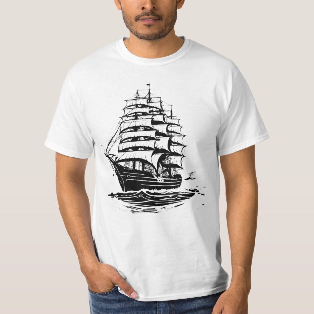T-shirt Illustration de l'ancien navire (Devant)