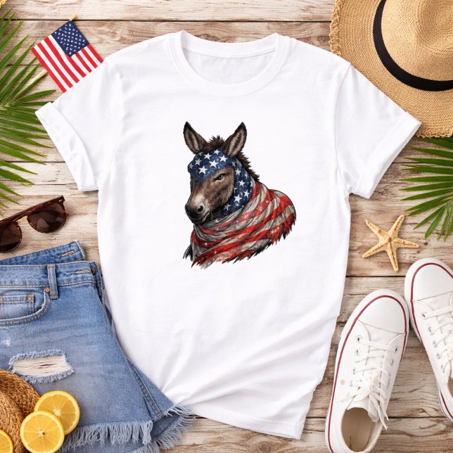 T-shirt Illustration de l'âne du drapeau américain (Créateur téléchargé)