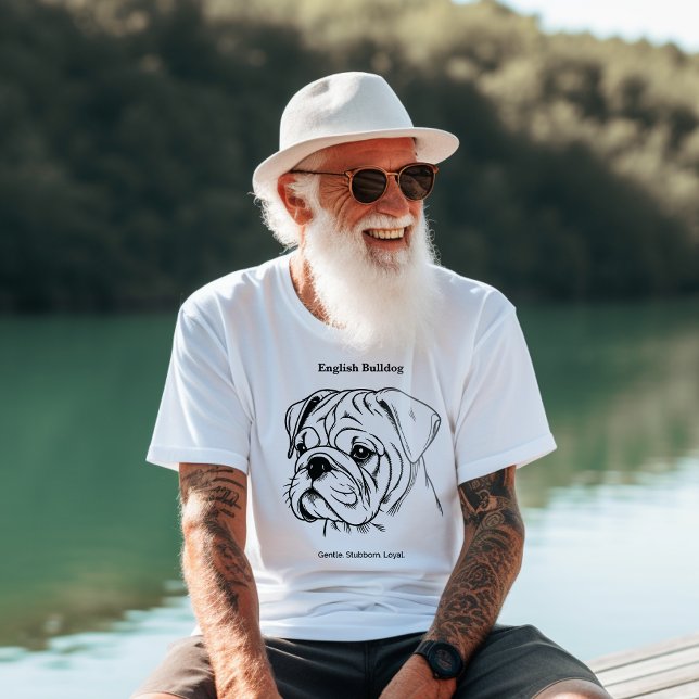 T-shirt Illustration de l'anglais Bulldog Portrait Black L (Créateur téléchargé)