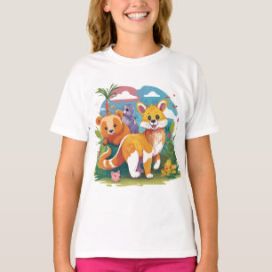 T-shirt Illustration de l'animal de dessin des amis de la 